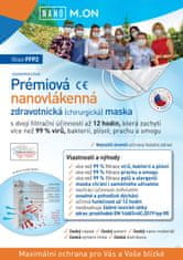 NANO M.ON (5 ks) - Prémiová "CE" nanovlákenná zdravotnická maska - chirurgická nanorouška (nanomon)