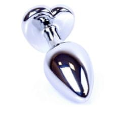 Boss Series Boss Series Jewellery Silver Heart Plug Rose - stříbrný anální kolík s drahokamem ve tvaru srdce 7 x 2,7 cm