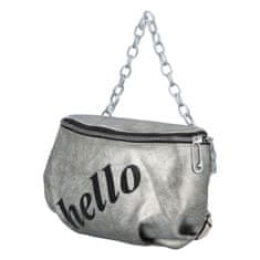 Turbo Bags Módní dámská ledvinka s nápisem Hello, stříbrá