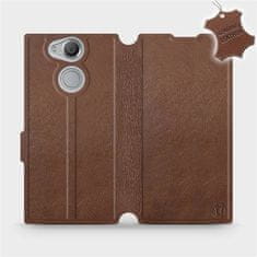 Mobiwear Luxusní flip pouzdro na mobil Sony Xperia XA2 - Hnědé - kožené - L_BRS Brown Leather