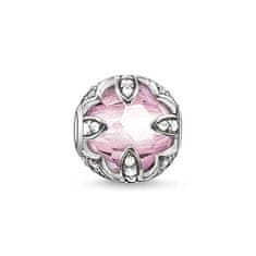 Thomas Sabo Korálek "Lotosový růžový" , K0108-640-9, Karma Beads, 925 Sterling silver, blackened, synthetic corundum pink, zirconia white