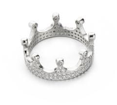 MOISS Luxusní stříbrný prsten se zirkony Královská korunka R00021 (Obvod 59 mm)