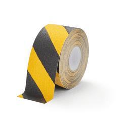 PROTISKLUZU Bezpečnostní protiskluzová šrafovaná páska žlutočerná 100 mm x 18,3 m