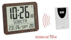 60.4518.08 - nástěnné hodiny DCF s venkovním čidlem teploty a s českým dnem v týdnu