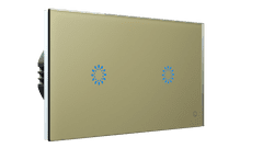 Glasense skleněný 2-panel 1 + 1 tlačítkový, Champagnium Gold