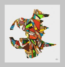 Abstract 1-39-8A. Geometric Cubism Color Art 70x80 cm.