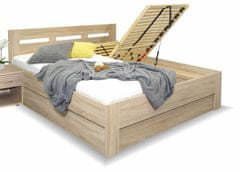 Manželská postel s úložným prostorem Pegas, 180x200, dub sonoma + rošty zdarma