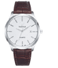 ORNATE Elegantní pánské hodinky - stříbrné s hnědým páskem