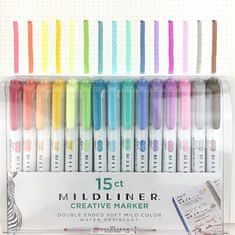 ZEBRA Pen Sada zvýrazňovačů "Mildliner Highlighter", 15 barev, 1,4 - 4 mm, oboustranný, 8115