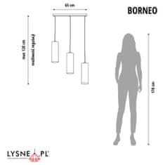 LYSNE.PL Závěsné svítidlo do jídelny BORNEO 3xE27, chromový rám, tmavě modrá