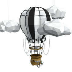 Cut'n'Glue Horkovzdušný balon v oblacích – 3D papírový model, bílá/černá