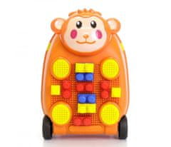 Dětský kufr se stavebnicí (opička-oranžová)