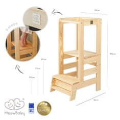 Montessori učební věž z přírodního dřeva Kuchyňský pomocník pro malá batolata Vyrobeno v EU Transparentní