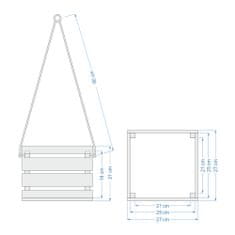 AMADEA Dřevěný závěsný obal na květináč, 27x27x21 cm, český výrobek