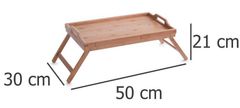 Zeller Snídaňový stolek, bambusový podnos s nohama, 50x30 cm