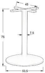 STEMA Kovová stolová podnož pro domácnost, restauraci, hotel SH-4003-7/B, černá, výška 72 cm, průměr spodního prvku 53,5 cm - rám stolu, stůl