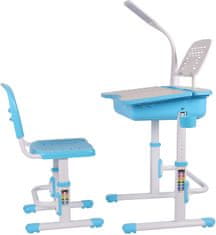 Leomark Dětský psací stůl se židlí a LED lampou - Smart - modrá (166B)