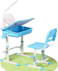 Leomark Dětský psací stůl se židlí a LED lampou - Smart - modrá (166B)