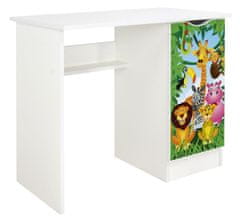 Leomark Bílý psací stůl se skříňkou - ROMA - Zvířatka 239B