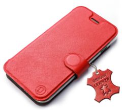 Mobiwear Kožené flip pouzdro na mobil Motorola Moto G42 - Červené - L_RDS