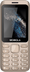Mobiola MB 3200i, kovový tlačítkový mobilní telefon, 2 SIM, MMS, 2,8" displej, zlatý