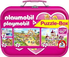 Schmidt Puzzle Playmobil 4v1 v plechovém kufříku (60,60,100,100 dílků)