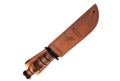 KA-BAR® KA-BAR1218 USMC Serrated Edge taktický nůž 17,9cm, černá, zoubkovaná hrana, kůže, kožené pouzdro