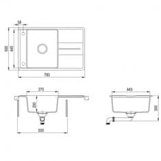 Aquasanita Kuchyňský granitový dřez Bella 780.0E Barvy: bílá, černá, písková a šedá - alba