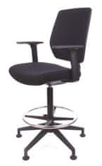 MAYAH Pracovní židle "Tall", s držákem na nohy, s kluzáky, černé čalounění, vyztužené opěradlo, CM1104BAR