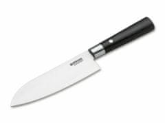 Böker Manufaktur 130417DAM Damast Black Santoku kuchyňský nůž 17,2cm, černá, damašek
