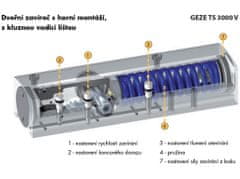 Geze TS 3000 V - dveřní zavírač - stříbrný, bez kluzné lišty