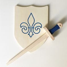 Fraise et Bois Artušův balíček - Dřevěný meč a štít - modrý 