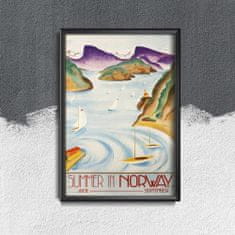 Vintage Posteria Dekorativní plakát Skandinávský letní výlet norsko A4 - 21x29,7 cm