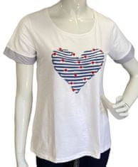 SCORZZO bílé tričko s výšivkou modrého srdce Velikost: XL