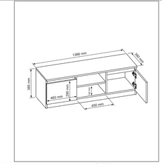 3E 3xE living.com Moderní TV stolek Demi 140 cm, matná bílá / lesklá bílá LED