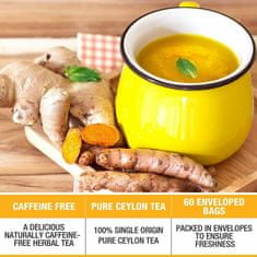 Tipson BIO čaj s kurkumou ze Srí Lanky, 60 porcí. Certifikát USDA Organic