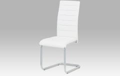 Autronic Jídelní židle, potah bílá ekokůže, kovová podnož, šedý matný lak DCL-102 WT