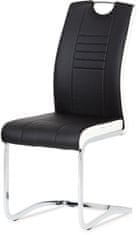 Autronic Jídelní židle chrom / koženka černá s bílými boky DCL-406 BK