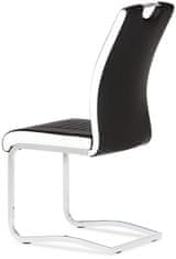 Autronic Jídelní židle chrom / koženka černá s bílými boky DCL-406 BK