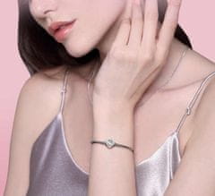 Emporial stříbrný rhodiovaný náramek na přívěsky Luxusní křišťálové srdce DR22123B-SILVER-RHODIUM Velikost: 16 cm