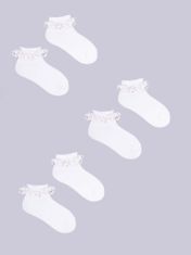 YOCLUB Bavlněné ponožky Yoclub Girls' Turn Cuff Ruffle 3-pack SKA-0122G-010J-001 White 6-9 měsíců
