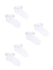 YOCLUB Bavlněné ponožky Yoclub Girls' Turn Cuff Ruffle 3-pack SKA-0122G-010J-001 White 6-9 měsíců