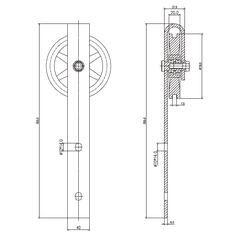 Kovoinox Systém pro posuvné dveře, pozinkované, L=2000 mm, RAL 9005 matná černá barva