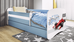 Kocot kids Dětská postel Babydreams formule jedna modrá, varianta 80x160, se šuplíky, bez matrace