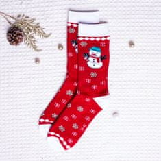 Star Socks Pánské vzorované ponožky Snowman červené 39-42