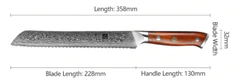 Xinzuo  Nůž na pečivo 9" XINZUO AIČI 67 vrstev damaškové oceli 