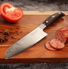 Sunnecko  Kuchyňský Santoku nůž 7" Sunnecko 73 vrstev damaškové oceli 