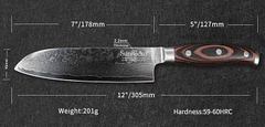 Sunnecko  Kuchyňský Santoku nůž 7" Sunnecko 73 vrstev damaškové oceli 