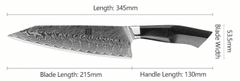 Xinzuo  Nůž šéfkuchaře 8.5" XINZUO ŠIGA 67 vrstev damaškové oceli + kožené pouzdro 