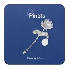 Pinets® Brož stříbrná růže pozlacená 14karátovým zlatem